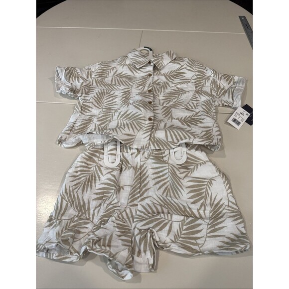 Grayson Threads Kids Girls Size M(8) Top & Shorts White And Tan 2 PC Set - Picture 1 of 14